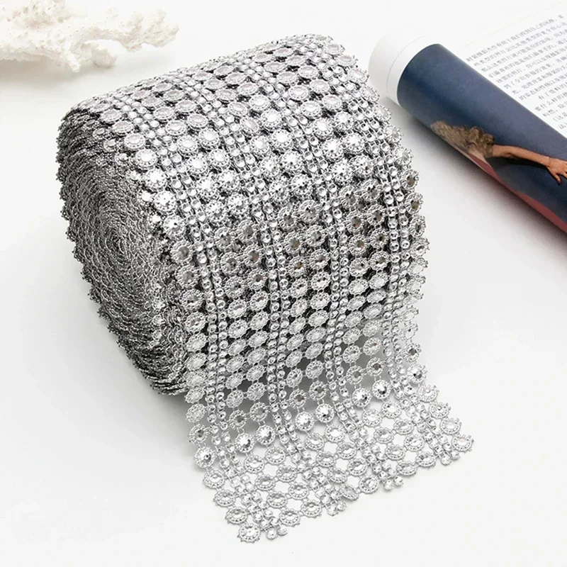 Hotfix Rhinestone Sheet - 1 Yard 16row Crystal Diamant Mesh