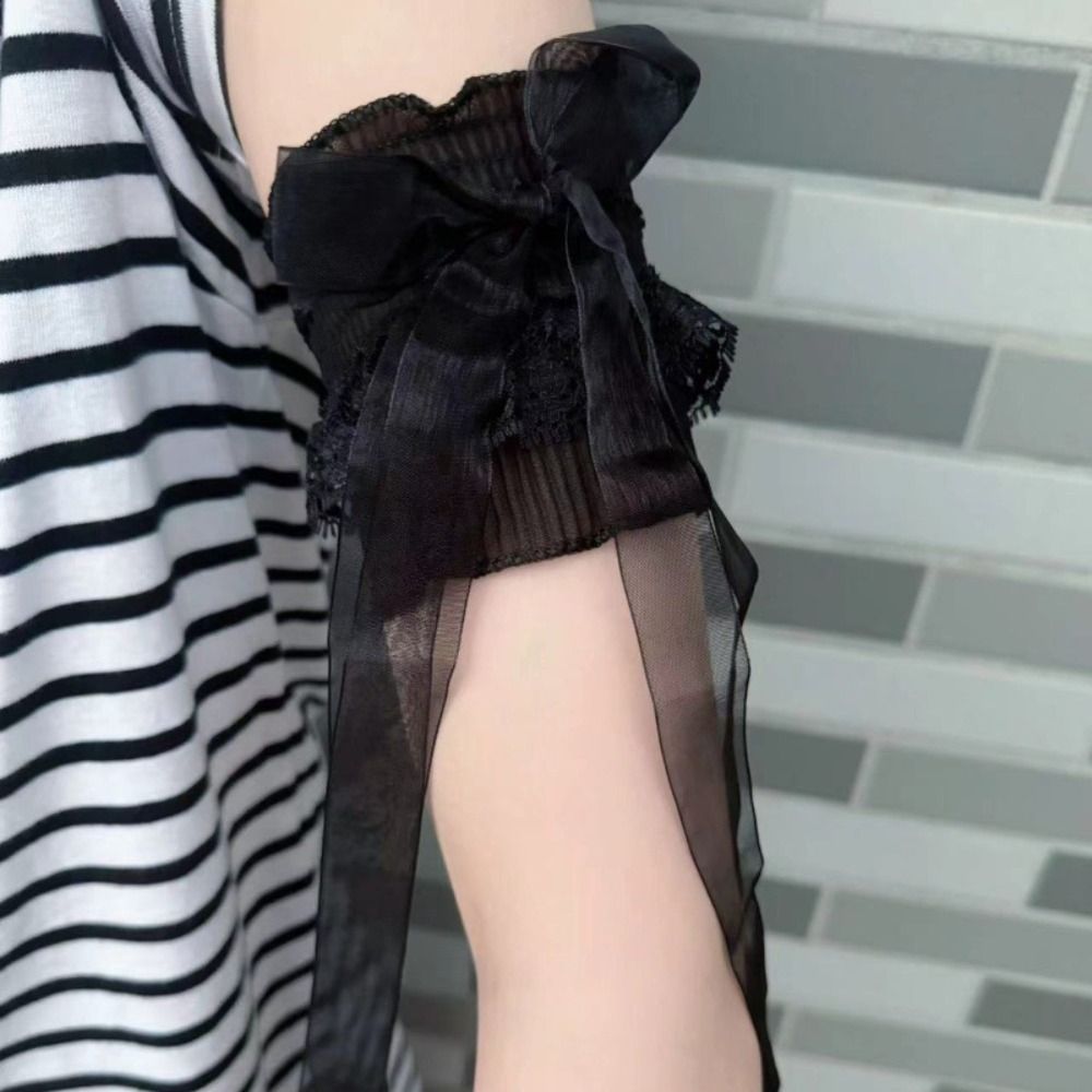 Lace Ribbon Trim - Mode Kant Lolita Armmanchetten Elastische strik