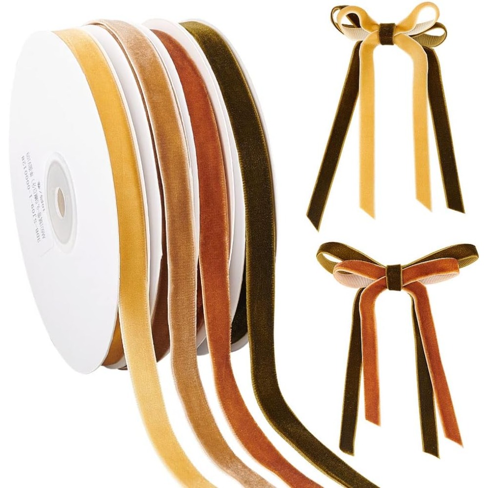 Velvet Ribbon Roll - 4 rollen 4 kleuren enkelzijdig fluwelen