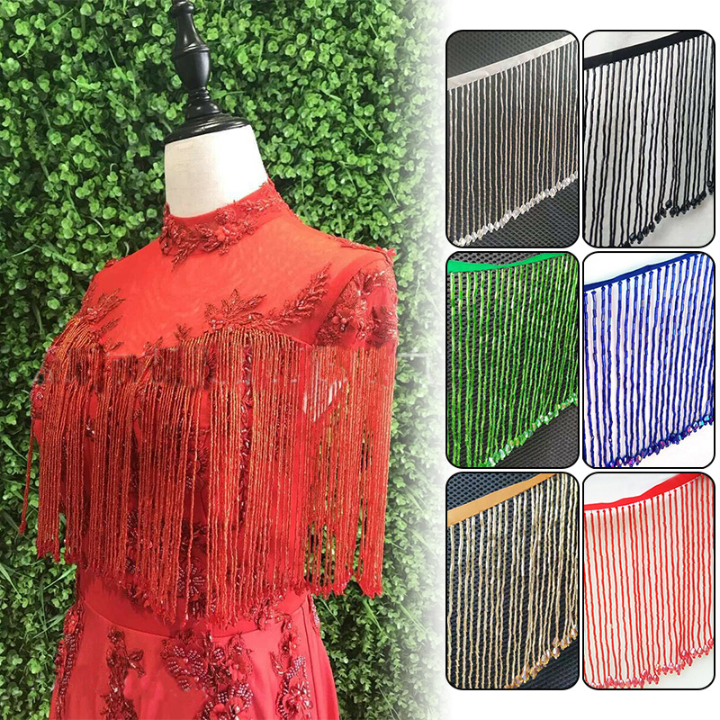 Beaded Trim Fringe - 90X15Cm Crystal Kwastje Kant Kralen Drop