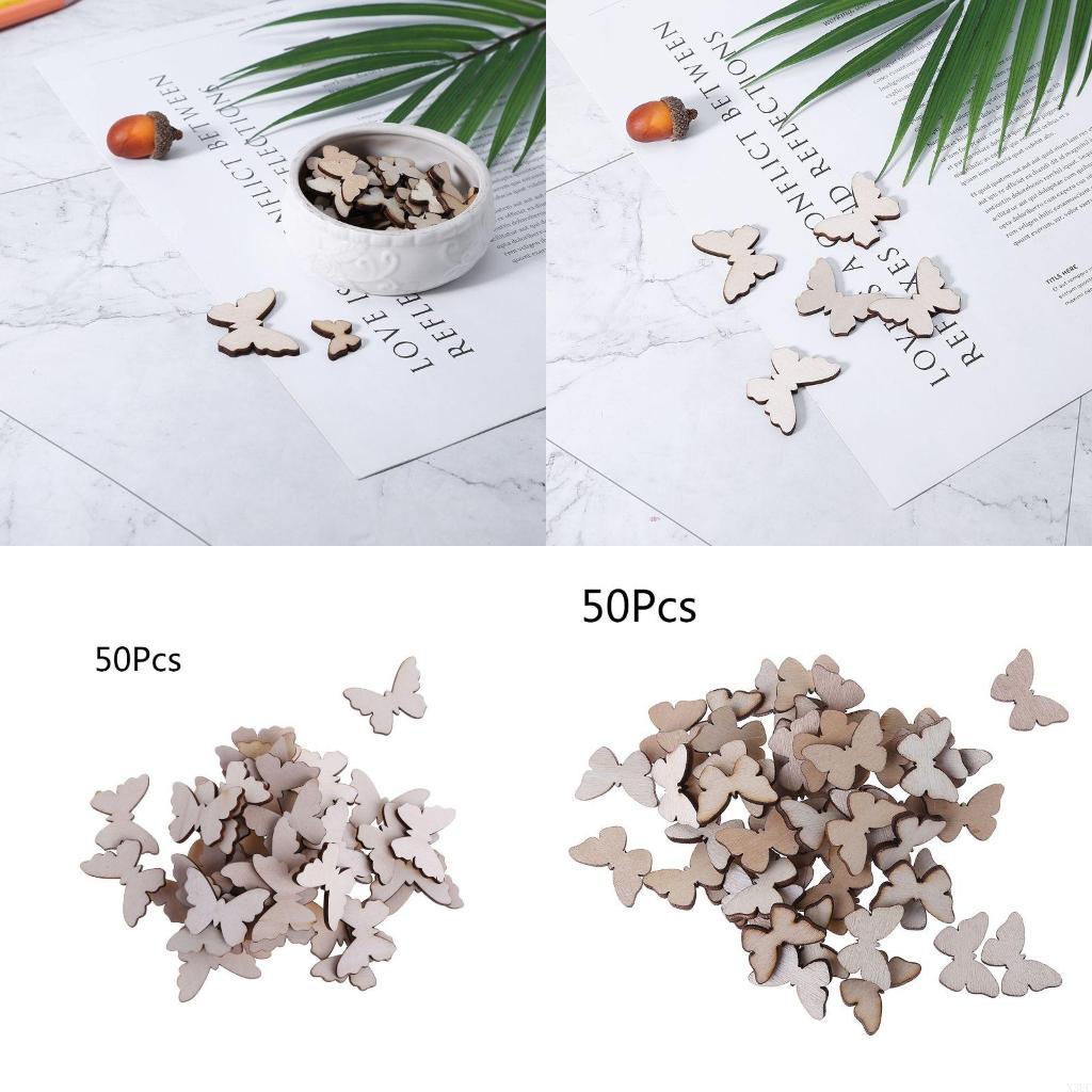 Christmas Craft Embellishment - 50 pc's voor vlindervorm houten plakjes