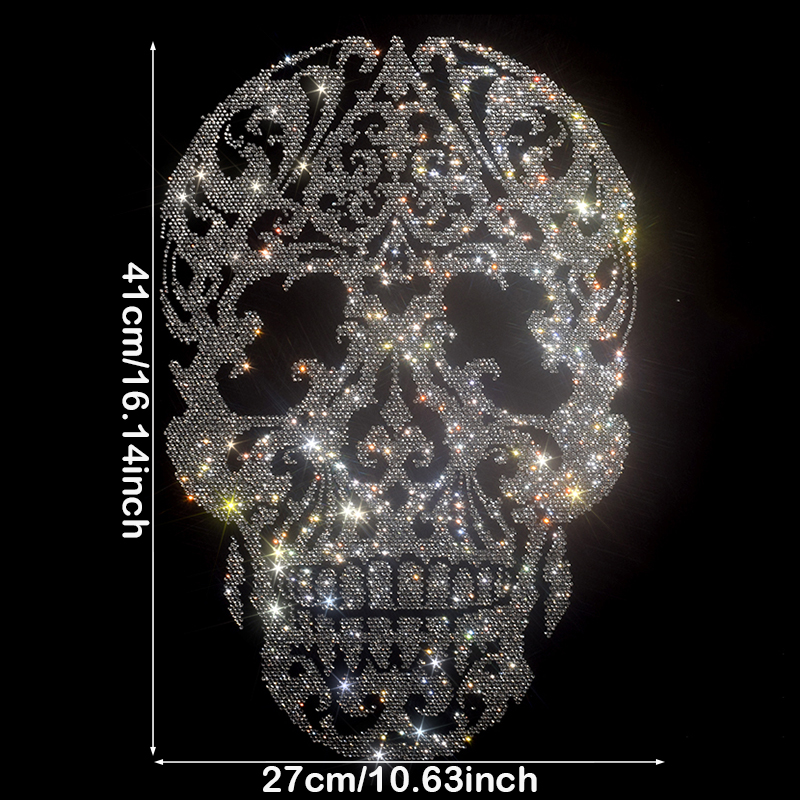 Hotfix Rhinestone Sheet - Floral Skull Strass Transfer - Diamond-Cut