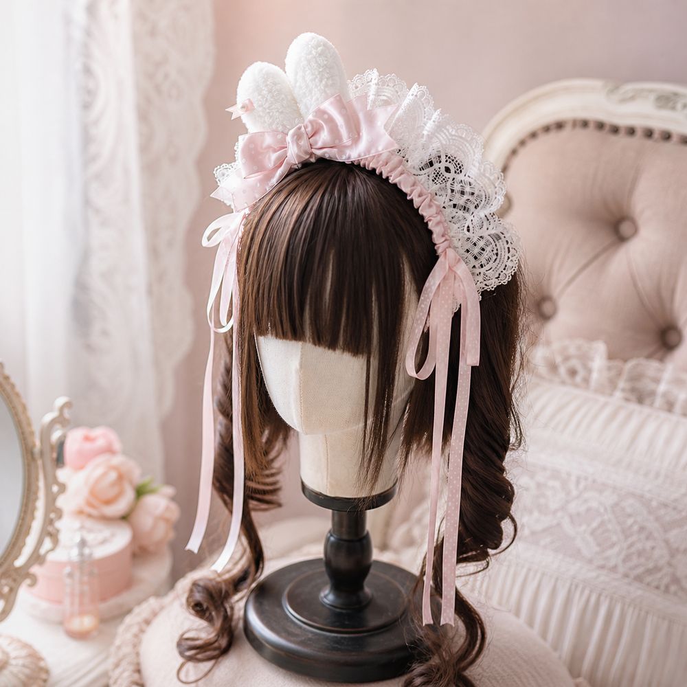 Nieuwe Polka Dot Bow Bunny Ear - Lace Ribbon Trim recensie en prijs
