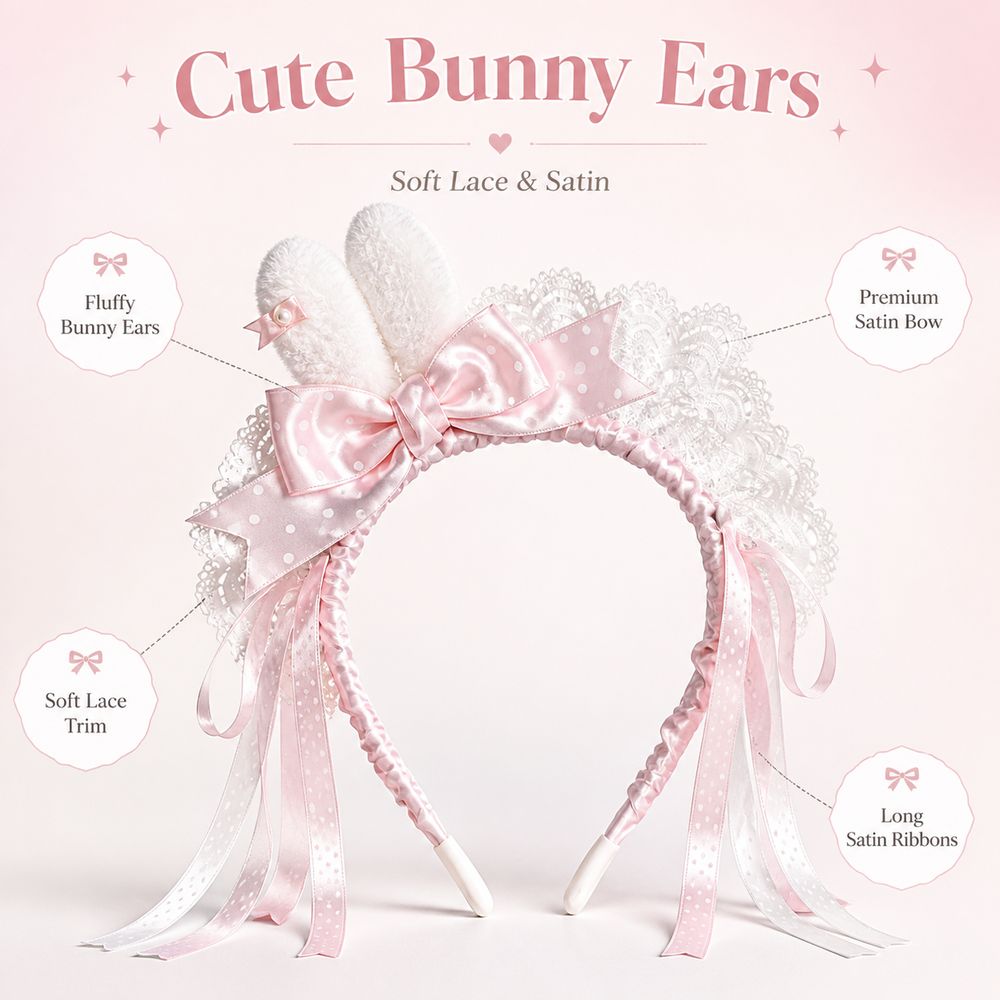 Nieuwe Polka Dot Bow Bunny Ear - Lace Ribbon Trim recensie en prijs